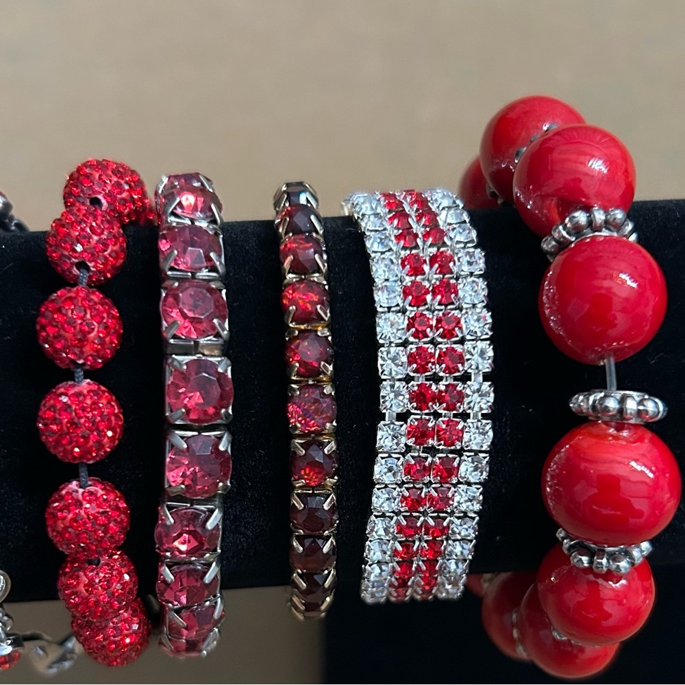 Red and Silver Beaded Bracelets
